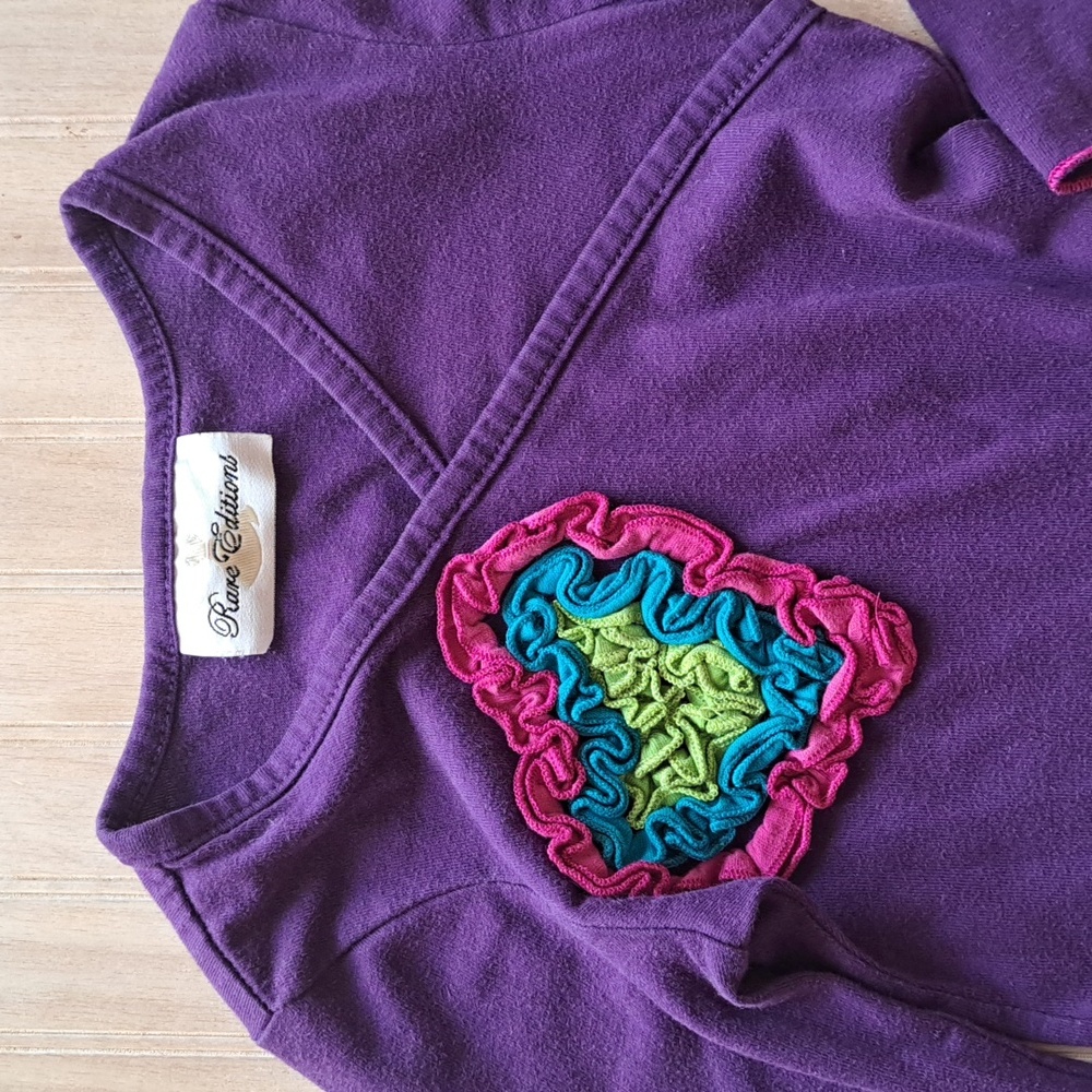 Rare Editions Purple Rainbow Heart Ruffle Playful Full Flowy Boutique Dress - Picture 2 of 9